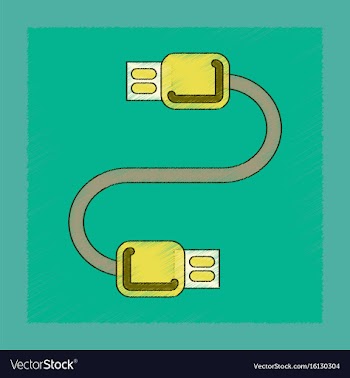 Flat shading style icon usb cable vector image