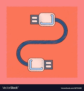 Flat shading style icon usb cable vector image