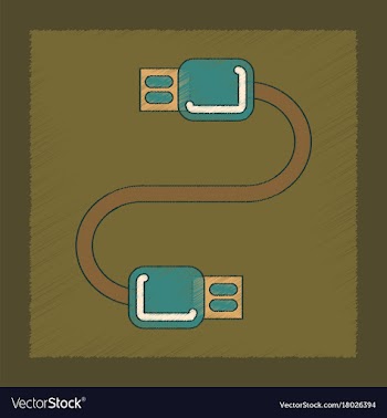 Flat shading style icon usb cable vector image