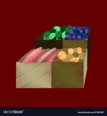 Flat shading style icon vegetables and fruits vector image