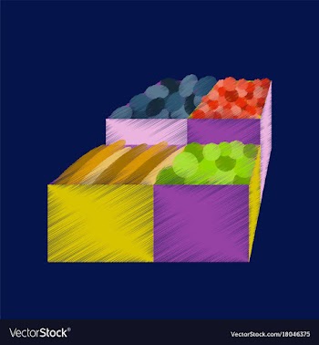 Flat shading style icon vegetables and fruits vector image