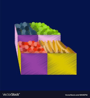 Flat shading style icon vegetables and fruits vector image