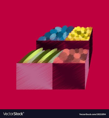 Flat shading style icon vegetables and fruits vector image