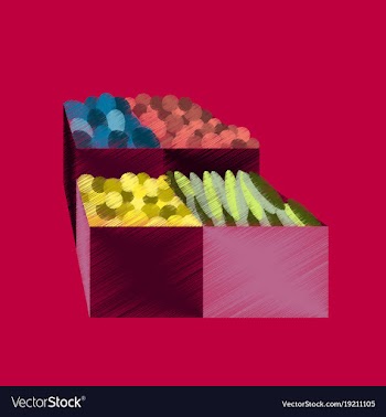 Flat shading style icon vegetables and fruits vector image