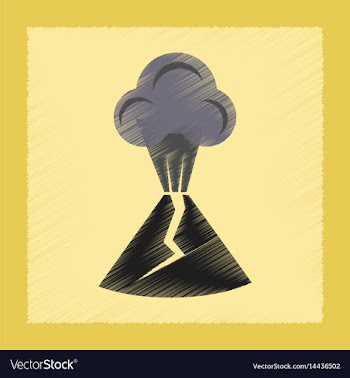 Flat shading style icon volcano erupting vector image
