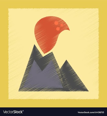 Flat shading style icon volcano erupting vector image