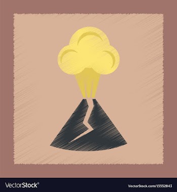 Flat shading style icon volcano erupting vector image