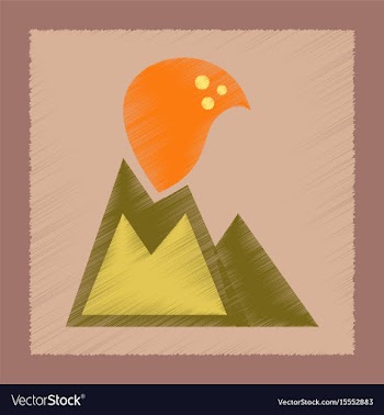 Flat shading style icon volcano erupting vector image