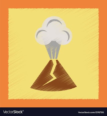 Flat shading style icon volcano erupting vector image