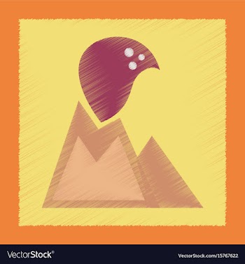 Flat shading style icon volcano erupting vector image