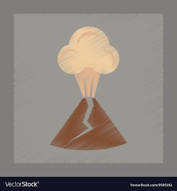 Flat shading style icon volcano erupting vector image