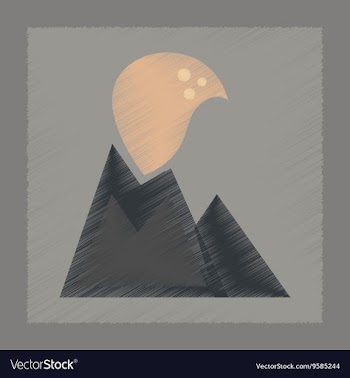 Flat shading style icon volcano erupting vector image