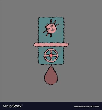 Flat shading style icon water pipe and a spider vector image