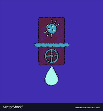 Flat shading style icon water pipe and a spider vector image