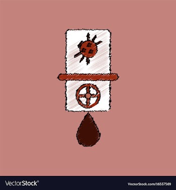 Flat shading style icon water pipe and a spider vector image