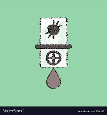 Flat shading style icon water pipe and a spider vector image