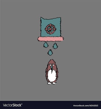 Flat shading style icon water pipe and penguin vector image