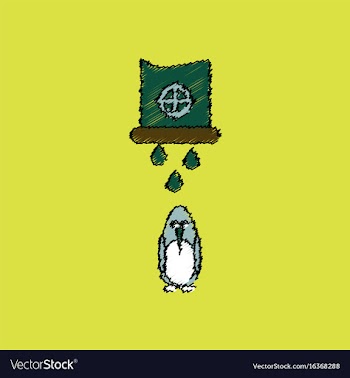 Flat shading style icon water pipe and penguin vector image