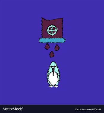 Flat shading style icon water pipe and penguin vector image