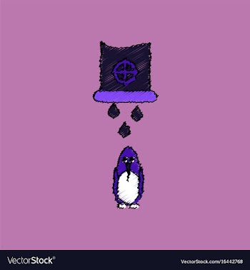 Flat shading style icon water pipe and penguin vector image