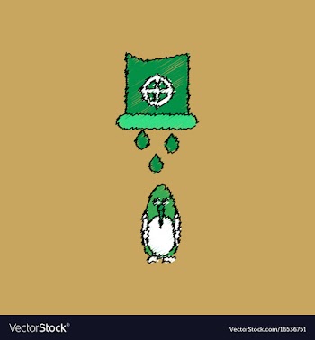 Flat shading style icon water pipe and penguin vector image