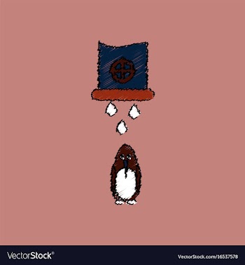 Flat shading style icon water pipe and penguin vector image