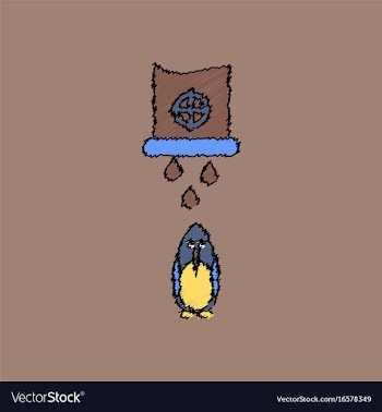 Flat shading style icon water pipe and penguin vector image