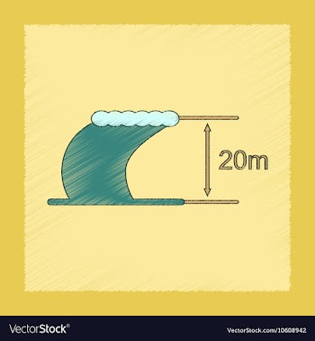 Flat shading style icon wave height vector image