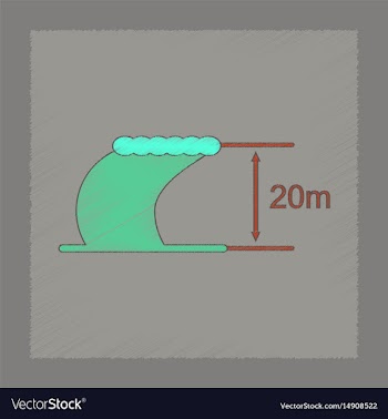 Flat shading style icon wave height vector image