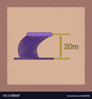 Flat shading style icon wave height vector image