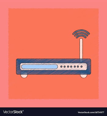 Flat shading style icon wi fi modem vector image