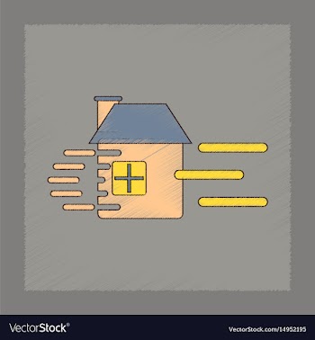 Flat shading style icon wind destroys house vector image