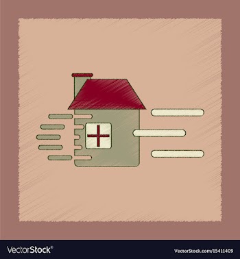 Flat shading style icon wind destroys house vector image