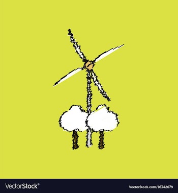 Flat shading style icon wind turbines vector image