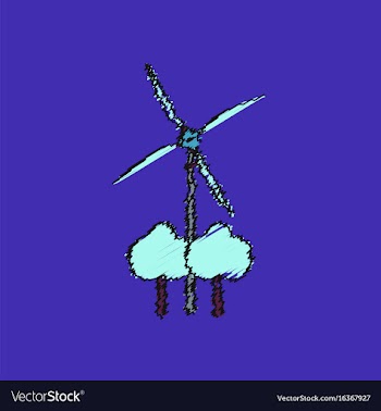 Flat shading style icon wind turbines vector image