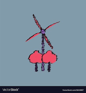 Flat shading style icon wind turbines vector image