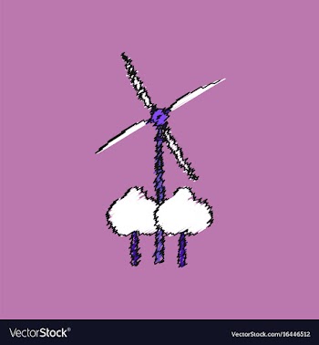 Flat shading style icon wind turbines vector image