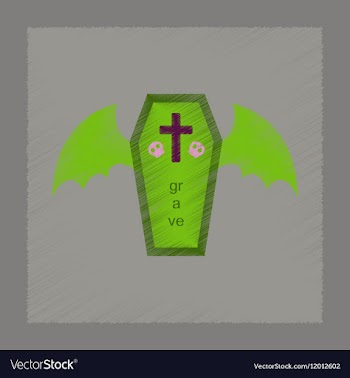 Flat shading style icon wings coffin vector image