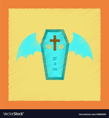 Flat shading style icon wings coffin vector image