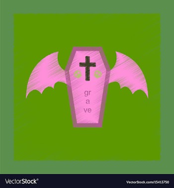 Flat shading style icon wings coffin vector image