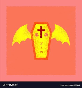 Flat shading style icon wings coffin vector image