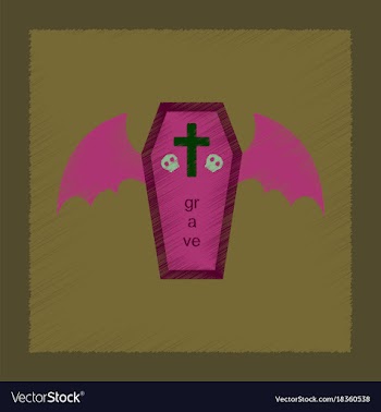 Flat shading style icon wings coffin vector image