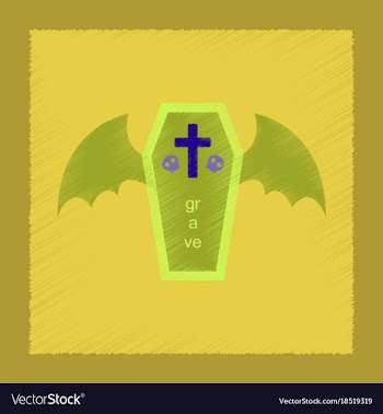 Flat shading style icon wings coffin vector image