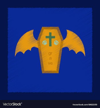 Flat shading style icon wings coffin vector image