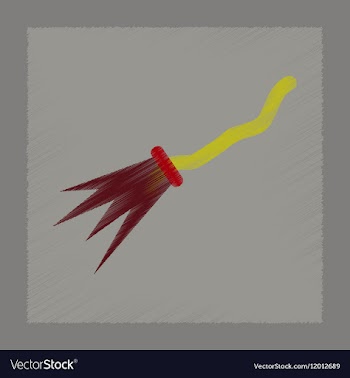 Flat shading style icon Witchs broom vector image