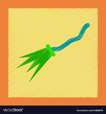 Flat shading style icon witchs broom vector image