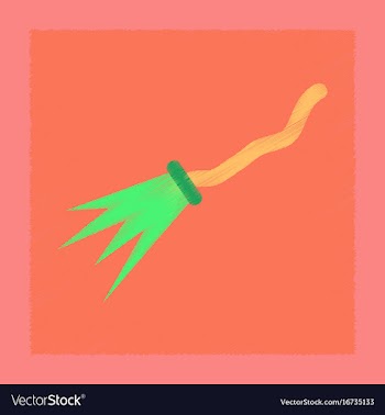 Flat shading style icon witchs broom vector image