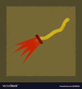 Flat shading style icon witchs broom vector image