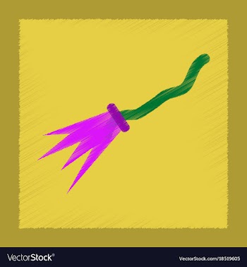 Flat shading style icon witchs broom vector image