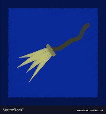 Flat shading style icon witchs broom vector image